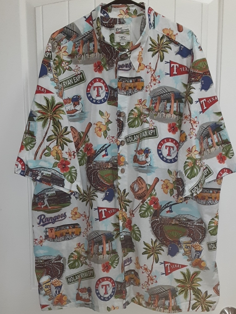 Reyn Spooner MLB Texas Rangers Scenic Aloha Hawaiian Shirt Cotton 3XL EXCELLENT
